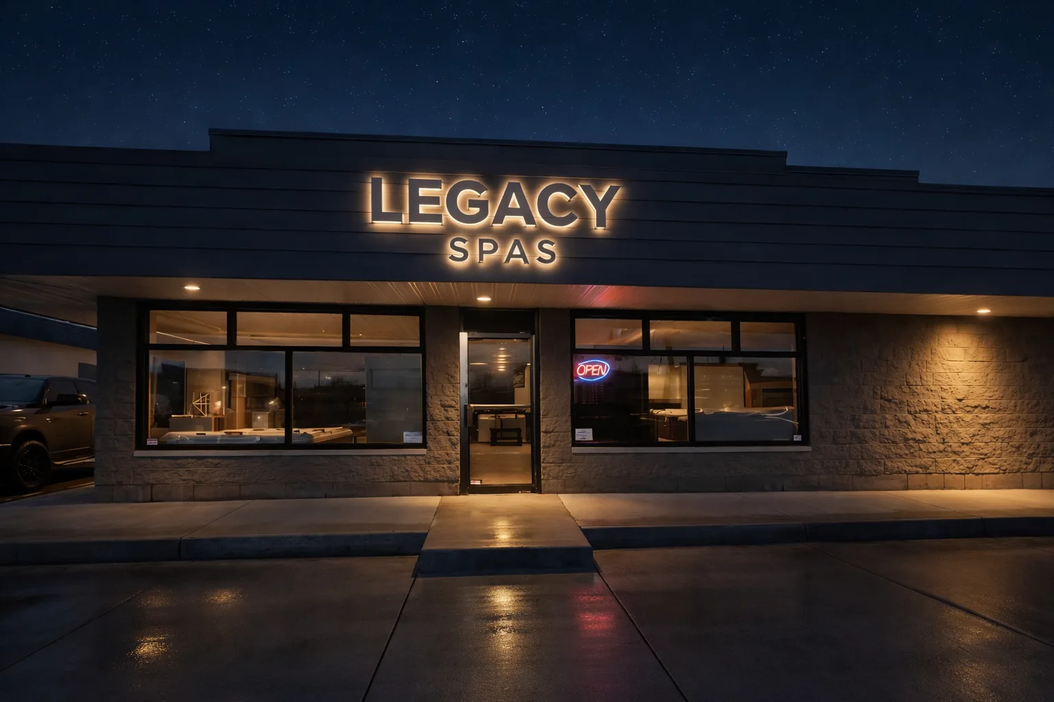 The Legacy Spas showroom in Langley